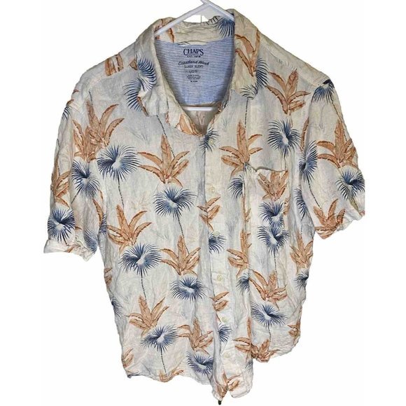 Chaps Shirt Coastland‎ Wash Linen Blend Hawaiian Large - Picture 1 of 4